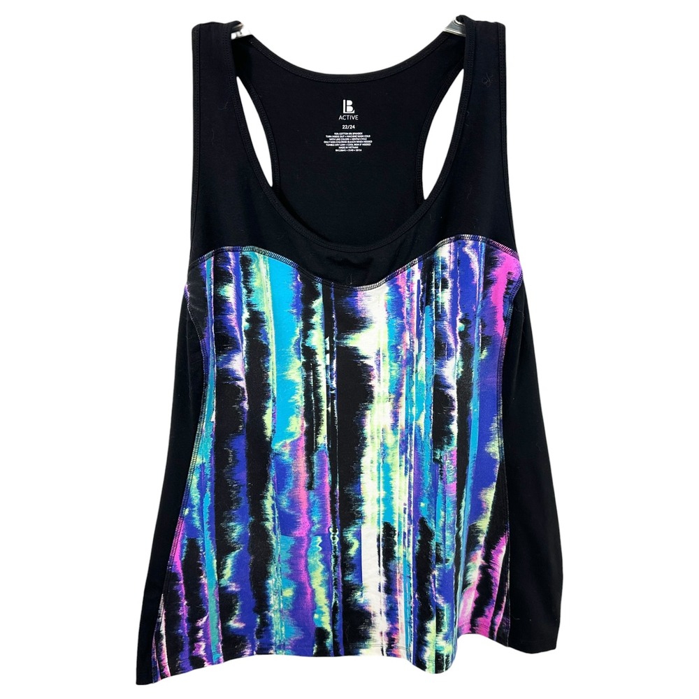 Lane Bryant Plus Size 22/24 Racerback Tank Top Black Workout Activewear‎ 1122